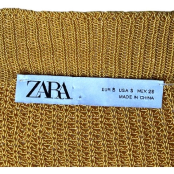 ZARA Knit Tank Rich Golden Yellow Weighted Fabric Blend Unique Weave Luxe Vibe - Picture 11 of 14